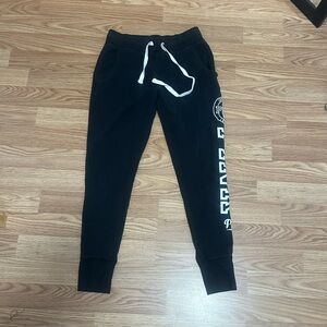PINK Victoria's Secret Black Joggers with White Accents